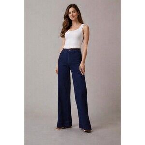 Pilcro Wide-Leg Dark Blue Jean Pants